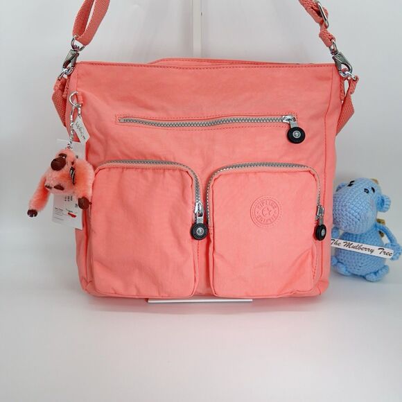 Kipling Tasmo Crossbody Shoulder Bag With Furry Monkey Pink Sherbert Lightweight - Picture 4 of 11